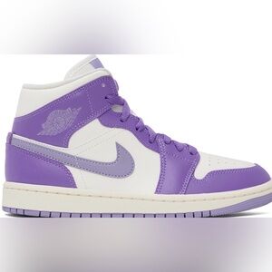 Nike Air Jordan 1 Mid Lavender and White (Women’s Size 10.5/Mens Size 9)